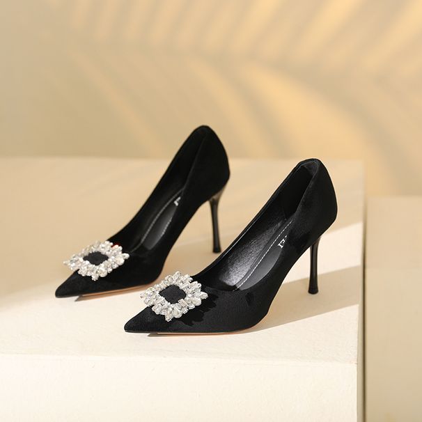 Korean Style Women's High Heels Pointed Toe Stiletto Single Shoes Winter New Fashion_vogvips.com