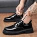 Voyage Hong Kong Style British Glossy Work Korean Version Lace-up Black Big Toe Four Seasons Student Fashion Casual Leather_vogvips.com