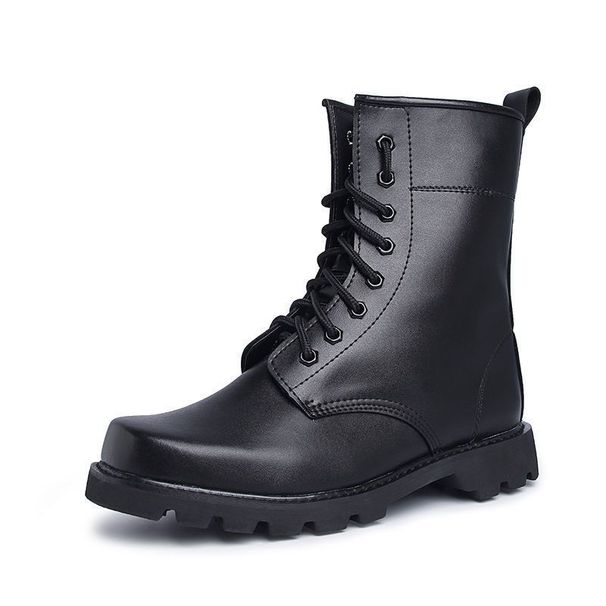 European Warm Series Summer Training High Top Spring Autumn Combat Men Genuine Leather Mesh Shoes Black Security Boots Women_vogvips.com