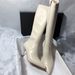 Black Knight Over-the-Knee Long Boots Simple Pointed Toe Solid Color White Slim Adult High Heel Elastic Elegant Korean_vogvips.com