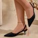Fashionable Slip-on Women's Sandals Pointed Toe And Closed Front, Sexy High-heeled Shoes With Polka Dot Strap, Suitable_vogvips.com