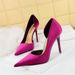 1363-6 European And American Style Fashion Party Heels Stiletto Shallow Pointed Toe Side Hollow Out Velvet High Heel_vogvips.com