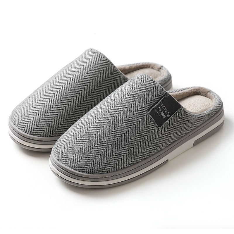 Large Size Cotton Slippers For Men, Couples, Home Use Cotton Shoes, Anti Slip And Warm Slippers, Autumn And Winter Indoor Plush Slippers, Winter_vogvips.com