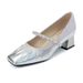 681-7 New 2024 Soft Leather Pleated Square-Toed Mary Jane Women, Chunky Heel Single Shoes With Pearl Chain Strap For_vogvips.com