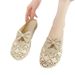 New Bow-tie Linen Breathable Closed-toe Slip-on Slippers For Women, Suitable For Home Use, Indoor And Outdoor Wear_vogvips.com