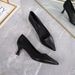 High Heel Women Four Seaon New Style Girl Thin Heel Pointed Toe Single Veratile Black Leather Profeional Work_vogvips.com