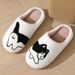 Cartoon Cute Cat Dachshund Dog Women Slippers Indoor Warm Comfort Lightweight Bedroom Concise Winter Cotton Shoes Men_vogvips.com