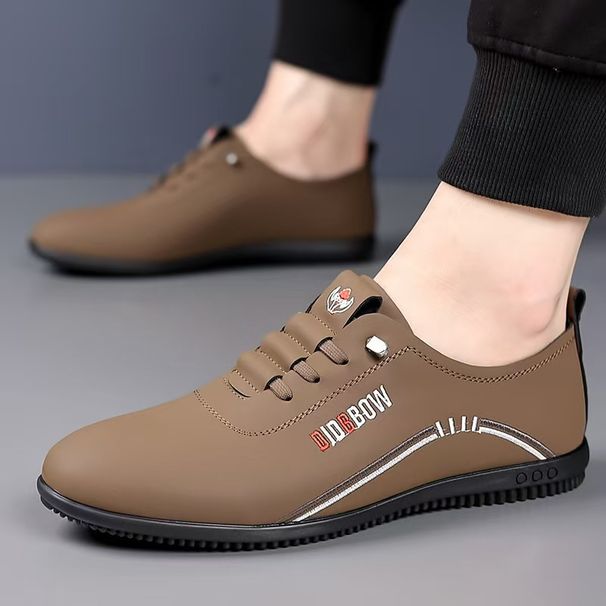 2025 Autumn New Versatile Casual Shoes, Men's Breathable Leather Soft Bottom Trendy Le Fu Dou Shoes_vogvips.com