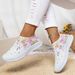Large Size Spring Breathable Sports And Leisure Rhinestone Rainbow Shiny Flying Woven, Thick Soled Running Women's_vogvips.com