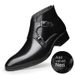 Genuine men's short boots, winter plush insulation, pointed high top leather shoes, British style_vogvips.com