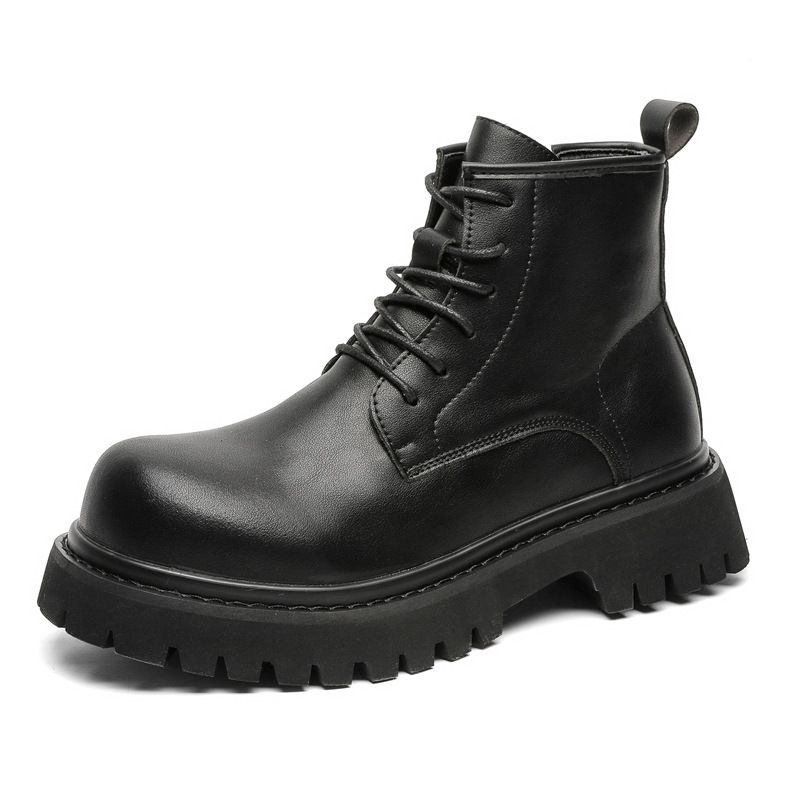 Retro Martin Boots Fleece Warm Men's Shoes Thick-soled Heightening Tooling Boots Casual Leather Shoes Short Boots_vogvips.com