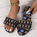 Women's Summer Flat Slippers Rhinestone Print Casual Beach Sandals Stylish Everyday Design_vogvips.com