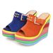 Women’s Shoes New High Heels Platform Shoes Genuine Leather Fish Mouth Slippers Color Matching Rainbow Shoes Waterproof Platform Wedge Sandals_vogvips.com