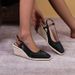 Women's Shoes Wedge Heel Square Toe Thick Bottom High Heel Closed Toe Slip On Straw Braided Rope Bottom One Piece Women's Single Shoes_vogvips.com