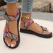 Women's Plus Size Sandals 2024 New Model With Velcro Straps, Thick Sole, Flat Bottom, European And American Ethnic Style_vogvips.com