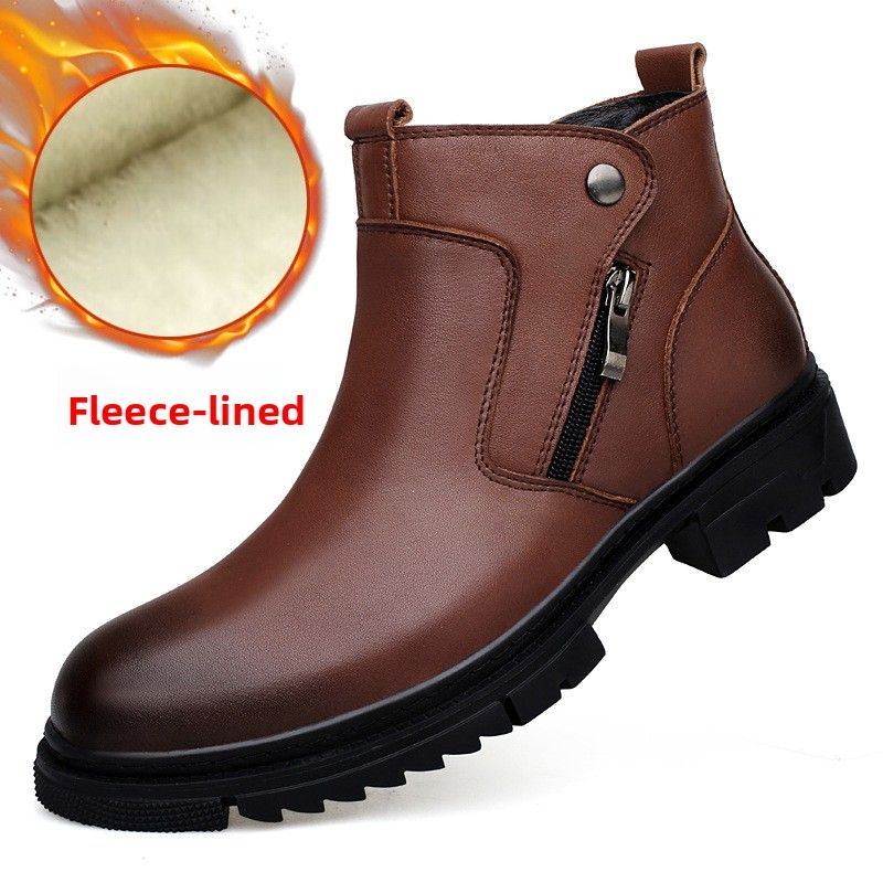 Large Size Martin Boots Men's Casual Medium Tube Head Layer Non-slip And Warm_vogvips.com