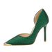 Ethnic Pointed Head Shallow Mouth Hollow High Heels Women's Thin Heel Iron Head Metal Decorative Satin Single Shoes_vogvips.com