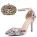 Women's Shoes Stiletto Combination Banquet Pointed Low Top Solid Color Wedding Diamond High Heels_vogvips.com