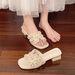 Style Cross Pearl One-Strap French Summer Slippers For Women Outdoor Flat Sandals Lazy New 2026_vogvips.com