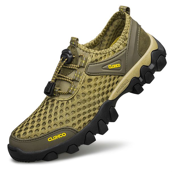 CLOHOO Mesh Thick Rubber Sole Handmade Cold Glue Casual Outdoor Sports Men's Shoes Breathable Comfortable Summer Sandals_vogvips.com
