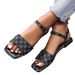 Large Size Retro Sandals For Women 2024 New Flat Bottom Buckle Square Head Printed Beach Sandals Sandal_vogvips.com