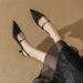 Qianluhui Fashionable Patent Leather Low-Heel Pointed-Toe Sandals Elegant Ladies, Thin Heel, Comfortable For Commuting_vogvips.com