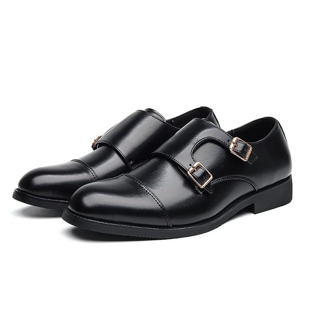 Men's Classic Formal Leather Oxford Shoes With Buckle Closure - Black & Brown Dress Shoes For Business, Wedding & Special Occasions_vogvips.com