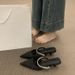 French Style High-End Rhinestone One-Strap Closed-Toe For Women, 2025 New Pointed Toe High Heel Mules_vogvips.com