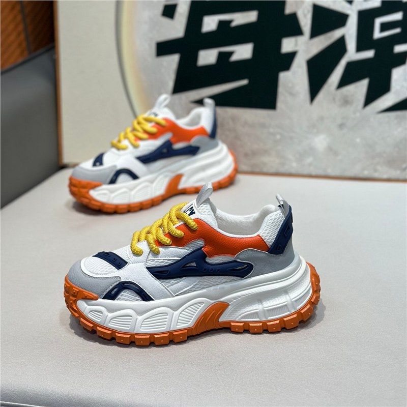 Trendy Men's Spring New Low-Top Mesh Breathable Comfortable Casual Thick-Soled Korean Style Lace-Up Dad Shoes For Men_vogvips.com