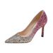 Bride 2020 New Silver Pink Main Wedding Dress High Heel Women's Stiletto Bridesmaid Shoes_vogvips.com
