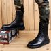 European Warm Series Martin High Top Shoes Autumn Winter Korean Motorcycle Long British Style Fleece Lined Height Increasing Military Boots_vogvips.com