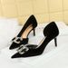 AK Banquet Light Luxury Women S High Heels Thin Heel Side Hollow Fleece Surface Shallow Mouth Pointed Water_vogvips.com
