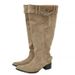 Over-the-Knee Melard Long For Women 2025 Autumn Suede Pointed Toe Thick Heel Slimming Ruched Slouch Boots_vogvips.com
