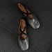 Full Cowhide 2024 Soft Black Flat Cross Ballet Round Toe Genuine Leather Shallow Mouth Mary Jane Shoes For Women_vogvips.com
