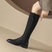 Plus Size Genuine Leather Brown Riding 2024 Autumn Winter Fleece Lined Over-the-Knee High Boots Women Flat Versatile_vogvips.com