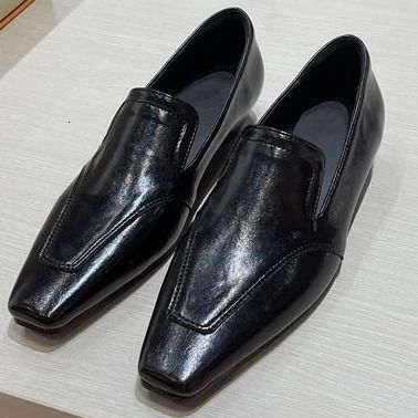 Small Square Head Low Heel Womens Versatile Leather Single Shoes 260427_vogvips.com