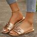 Women's New Fashion Slippers Classic Temperament With Solid Color Metal Decoration Square Head Flat Sandals_vogvips.com