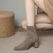 Khaki Chunky Heel High-heeled Ankle Boots For Women, 2025 Autumn And Winter New Style Single Boots, Warm_vogvips.com