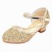 Girls' high heels New children's performance shoes gold and silver with dress runway glass shoes large child princess shoes_vogvips.com