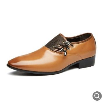 Men's Formal Dress British Vintage Pointed Head Men's Trend Wipe Color Breathable Casual Bright Leather Business Wedding Shoes Single Leather Shoes_vogvips.com