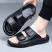 High End Slippers With Top Layer Of For Men, Featuring Anti Slip EVA Outsole A Cool Mop. Men's Leather Sandals Are_vogvips.com