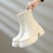 2025 Autumn Winter New Simple Chunky Short Thick Sole Round Toe Martin Back Zipper Leather High Heel Women's Boots_vogvips.com