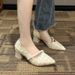 Sharp Pointed Single Shoe Women's Thick Heel 2025 Spring New Pearl Versatile Shallow Mouth Gentle Fairy Style Side Empty_vogvips.com