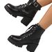 2025 Early Autumn New Large Size Women's High Black Martin Round Toe Chunky Heel Lace-up Leather Boots For Women_vogvips.com