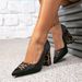 Women's Leopard Print And Black High Heels Simple Style Pointed Leopard Print Thick Heels Women's High Heels Evening Shoes_vogvips.com