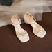 Square-toed Sandals, New Pearl Sandals Women, One-strap Slip-on Thick-heeled Open-toe High-heeled Shoes For Summer_vogvips.com