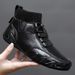 European Warm Series 2025 Autumn Winter New Martin Trendy Casual High-top Leather Men's Loafers Chinese Style Fleece-lined Cotton Shoes Short_vogvips.com