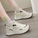 Fashion Lightweight Sneakers For Women 2025 Spring New Versatile Lace-up Platform Thick-soled Casual Dad Shoes_vogvips.com