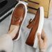Men's flowing loafers casual leather shoes for men comfortable soft soled slip-on bean shoes for men_vogvips.com
