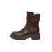 Women S Shoes Vintage British Style Distressed Leather Chunky Sole Ankle With Belt Buckle Detail Knight Short Boots_vogvips.com